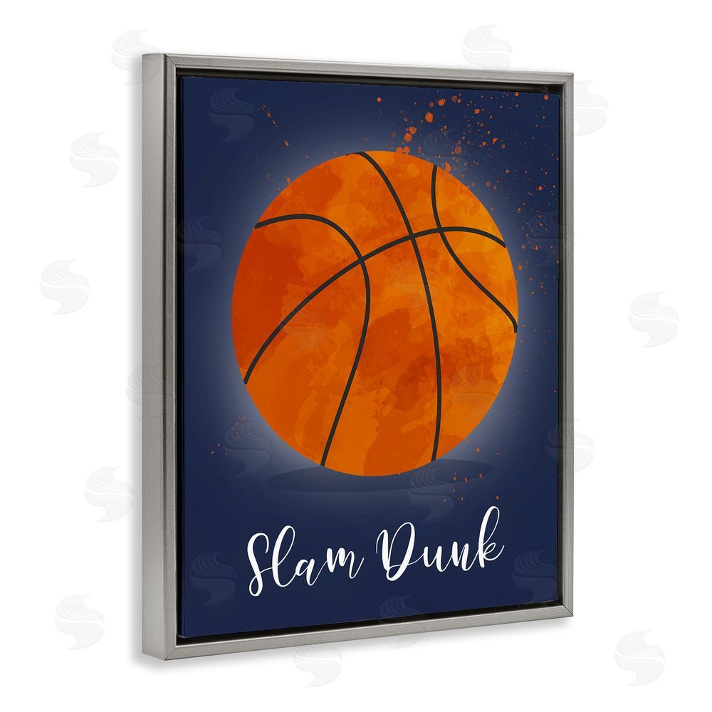 Christine Simpson Art Game On Slam Dunk Gray Floating Frame Canvas Wall Art Print