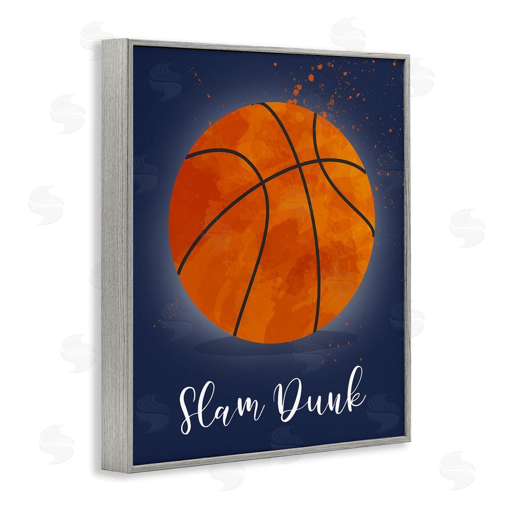 Christine Simpson Art Game On Slam Dunk Gray Framed Giclee Wall Art Print