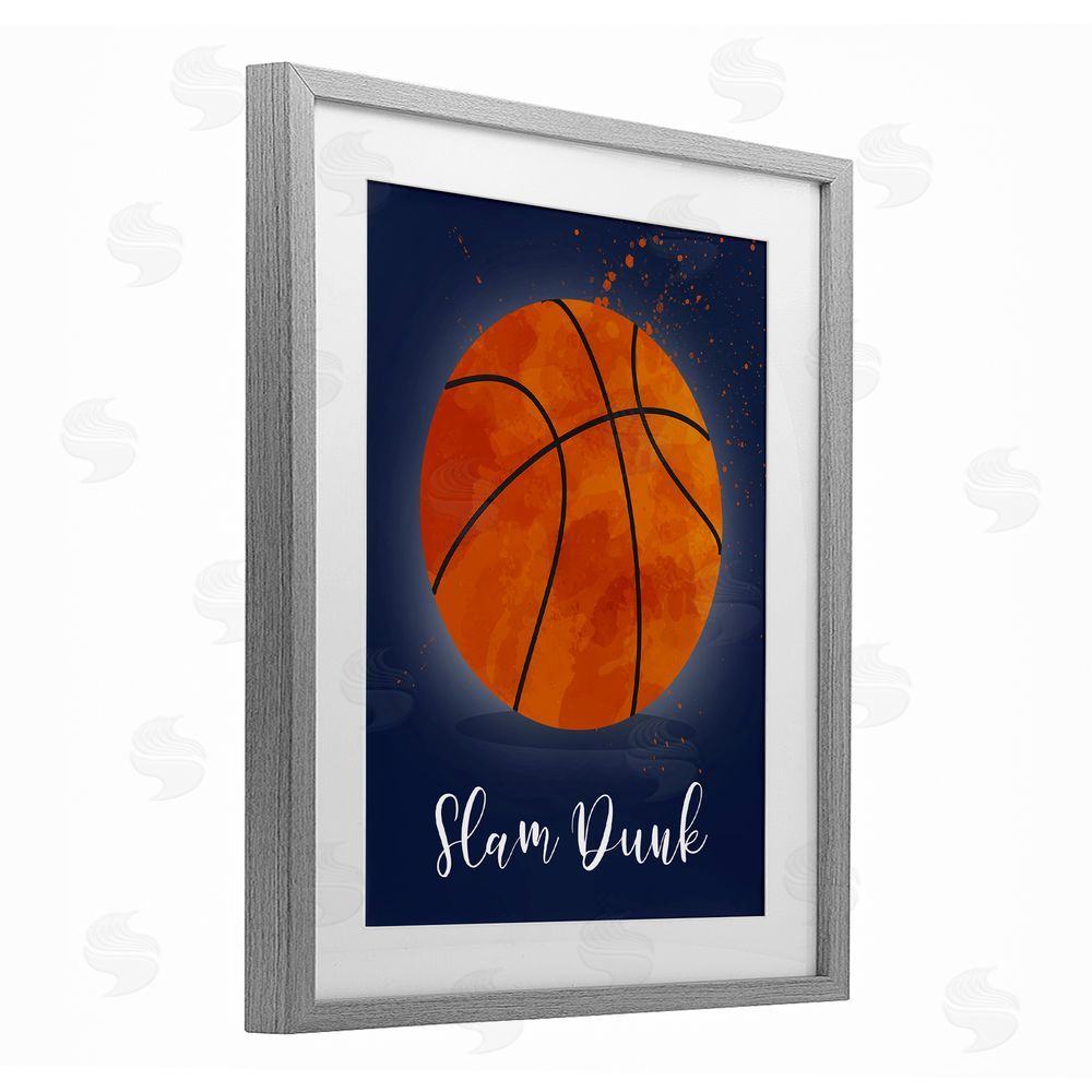 Christine Simpson Art Game On Slam Dunk Gray Framed Print Under Glass with White Mat Wall Art