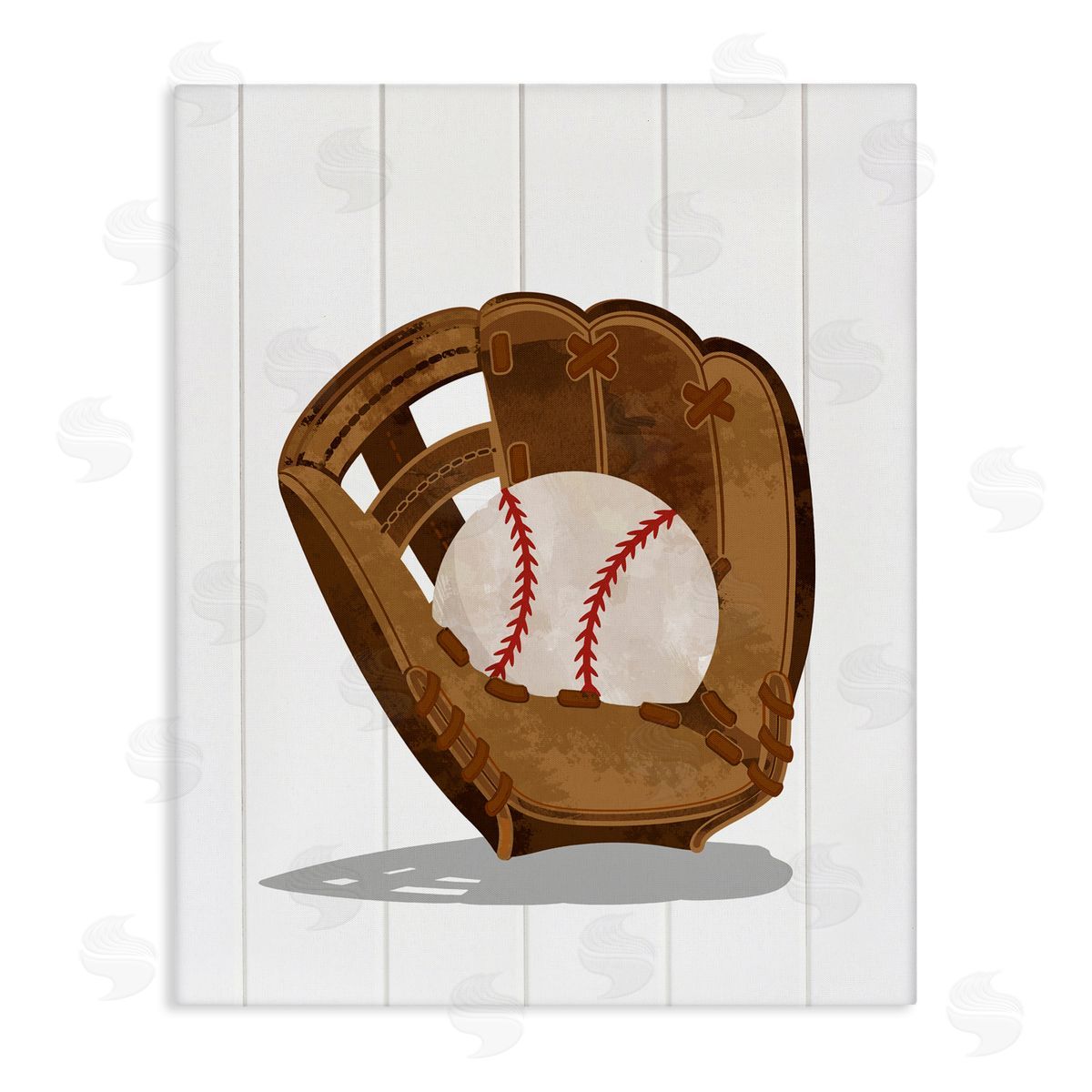 Christine Simpson Art Sporty Baseball in Glove Canvas Wall Art Print
