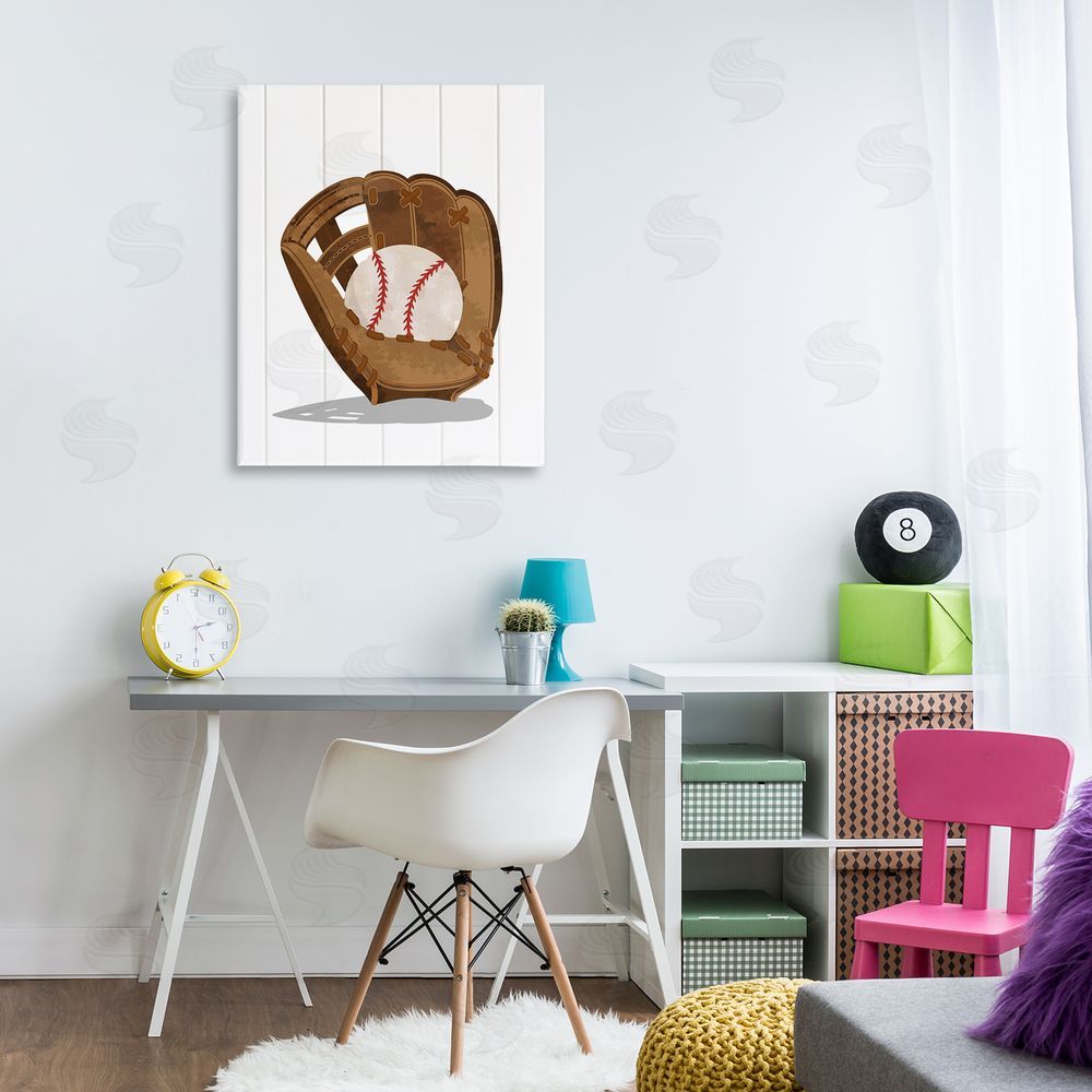 Christine Simpson Art Sporty Baseball in Glove Canvas Art on Wall