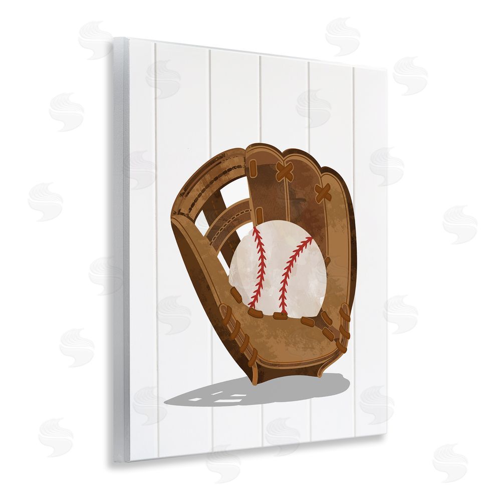 Christine Simpson Art Sporty Baseball in Glove Wall Plaque Art Print