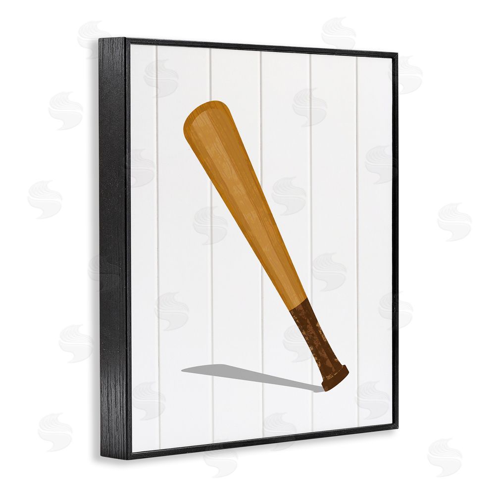 Christine Simpson Art Sporty Baseball Bat Black Framed Giclee Wall Art Print
