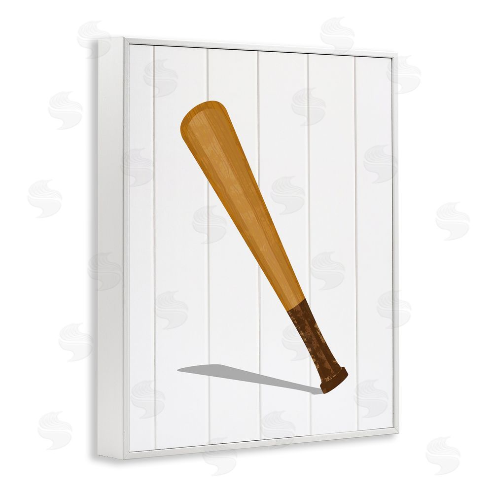 Christine Simpson Art Sporty Baseball Bat White Framed Giclee Wall Art Print