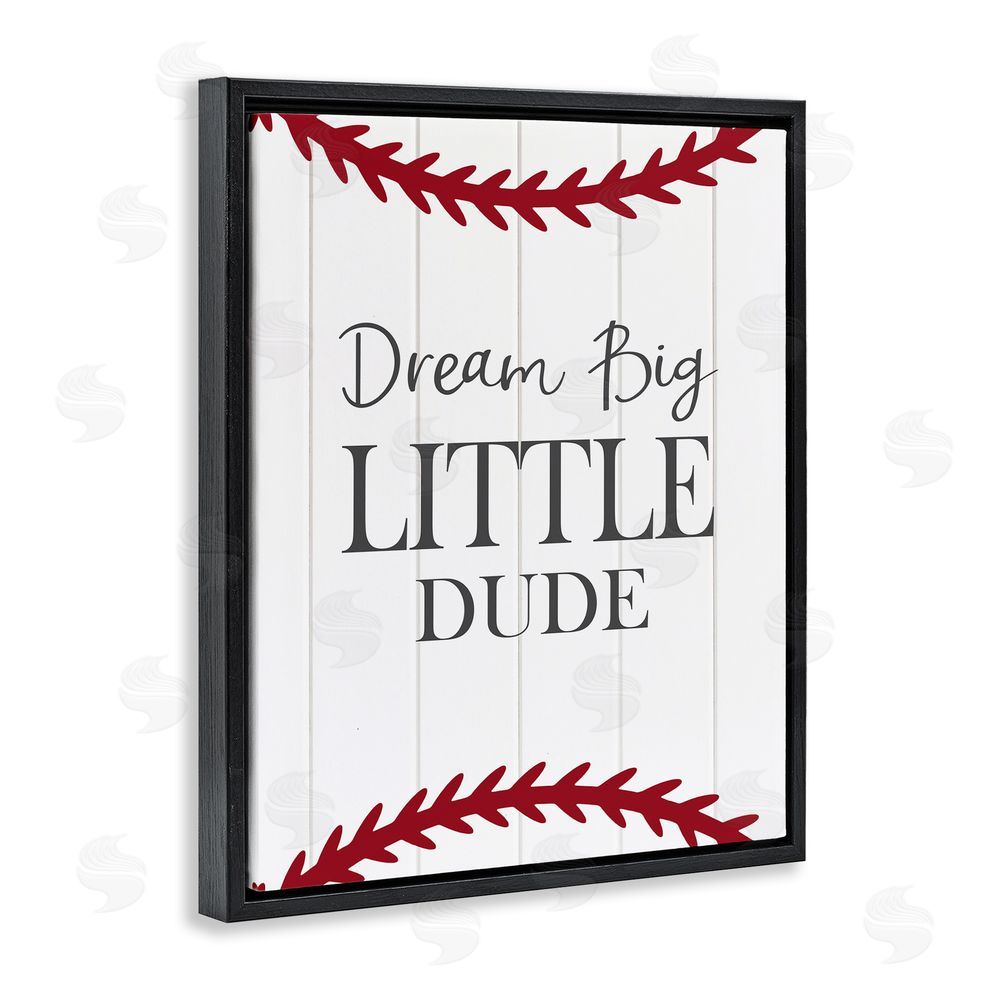 Christine Simpson Art Dream Big Baseball Motivation Black Floating Frame Canvas Wall Art Print