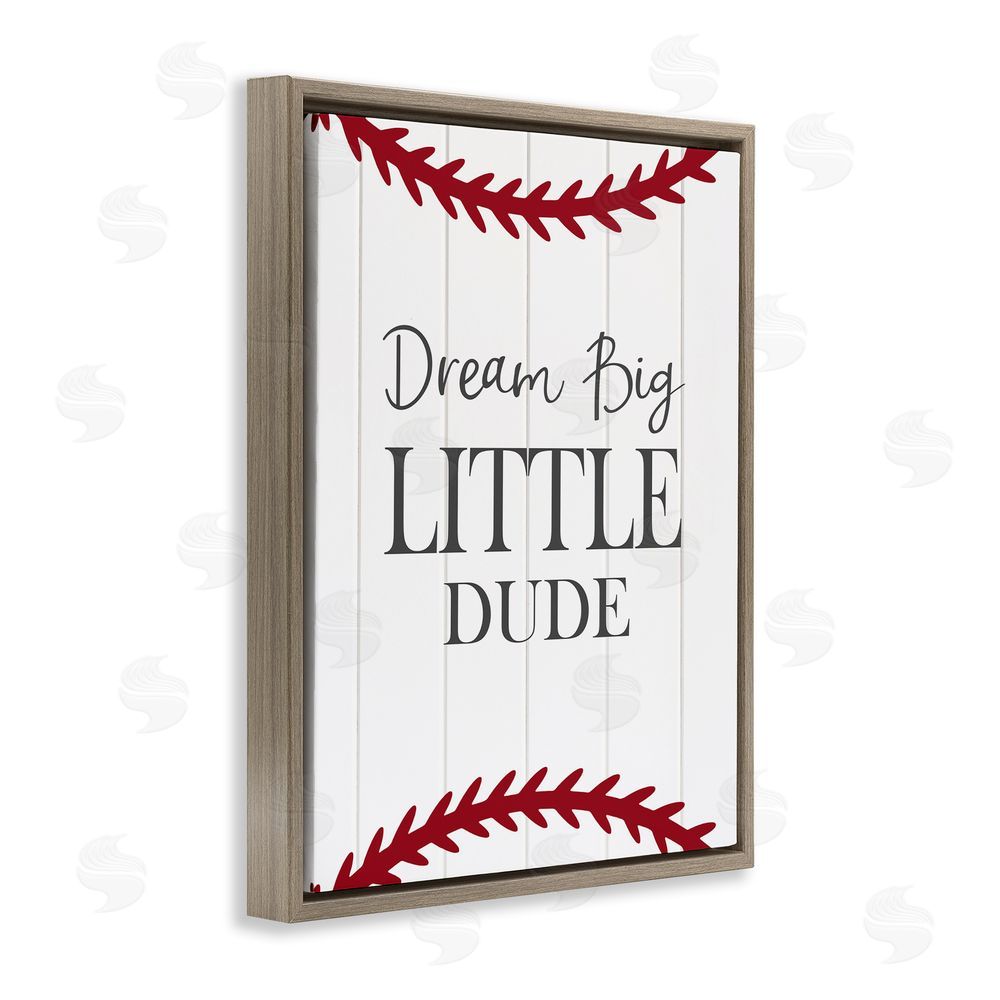 Christine Simpson Art Dream Big Baseball Motivation Brown Floating Frame Canvas Wall Art Print