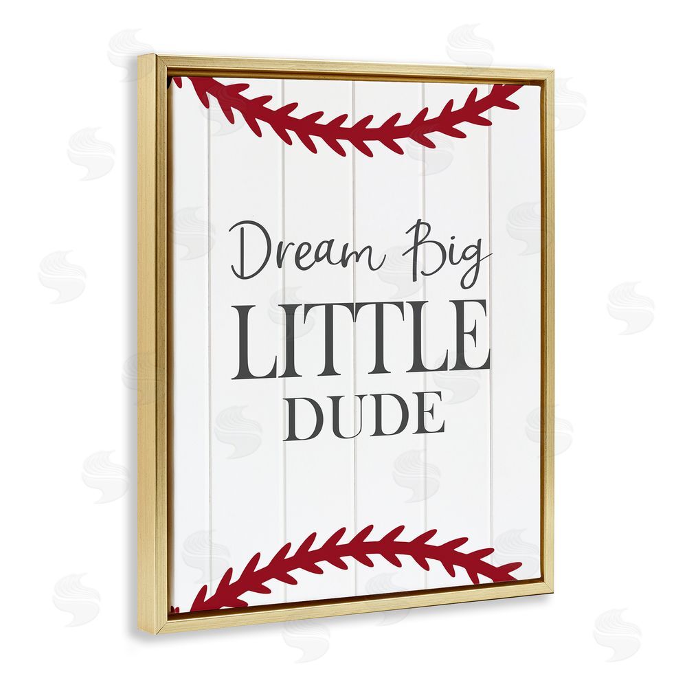 Christine Simpson Art Dream Big Baseball Motivation Gold Floating Frame Canvas Wall Art Print