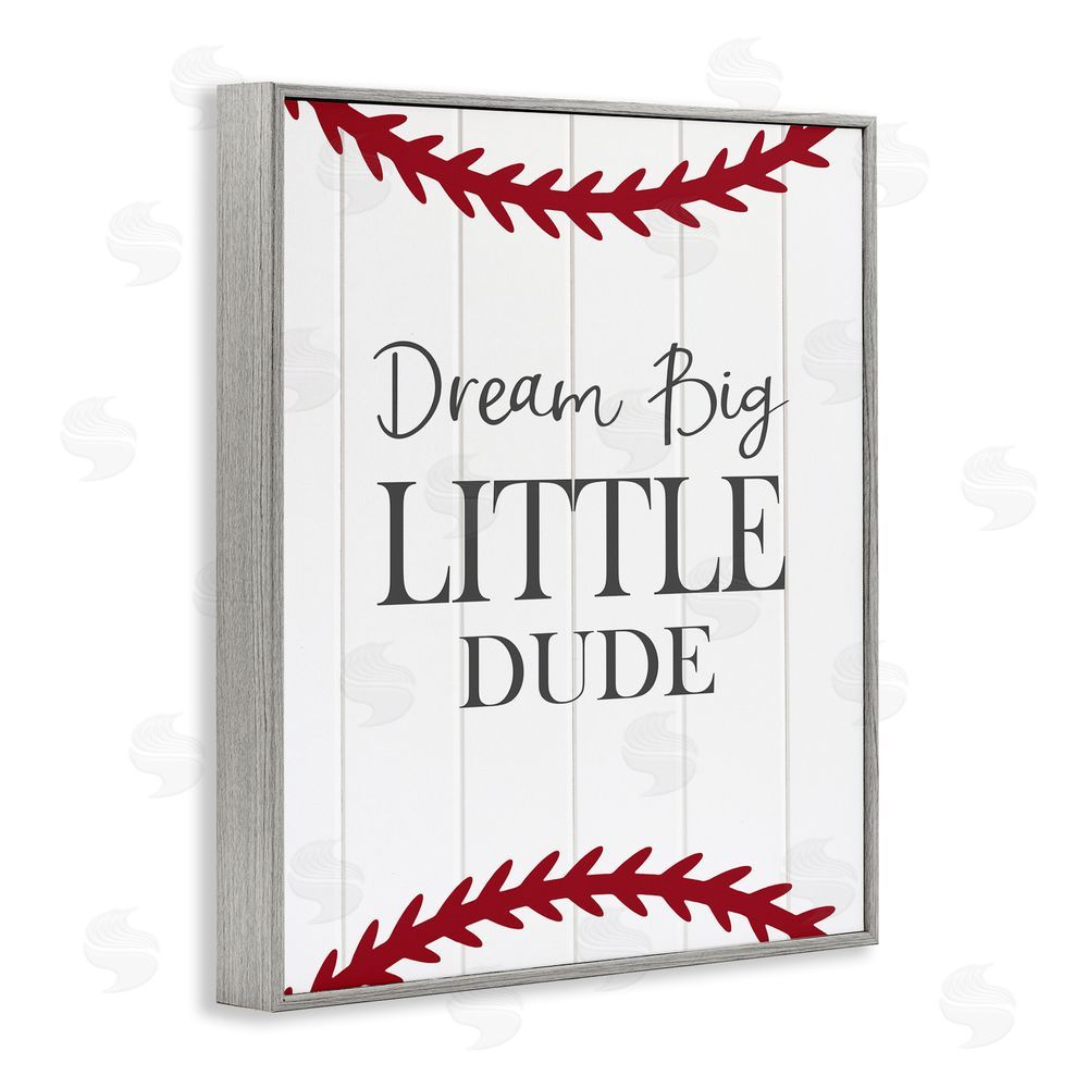 Christine Simpson Art Dream Big Baseball Motivation Gray Framed Giclee Wall Art Print
