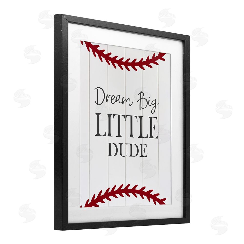 Christine Simpson Art Dream Big Baseball Motivation Black Framed Print Under Glass with White Mat Wall Art