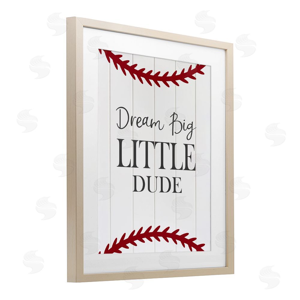 Christine Simpson Art Dream Big Baseball Motivation Birch Framed Print Under Glass with White Mat Wall Art