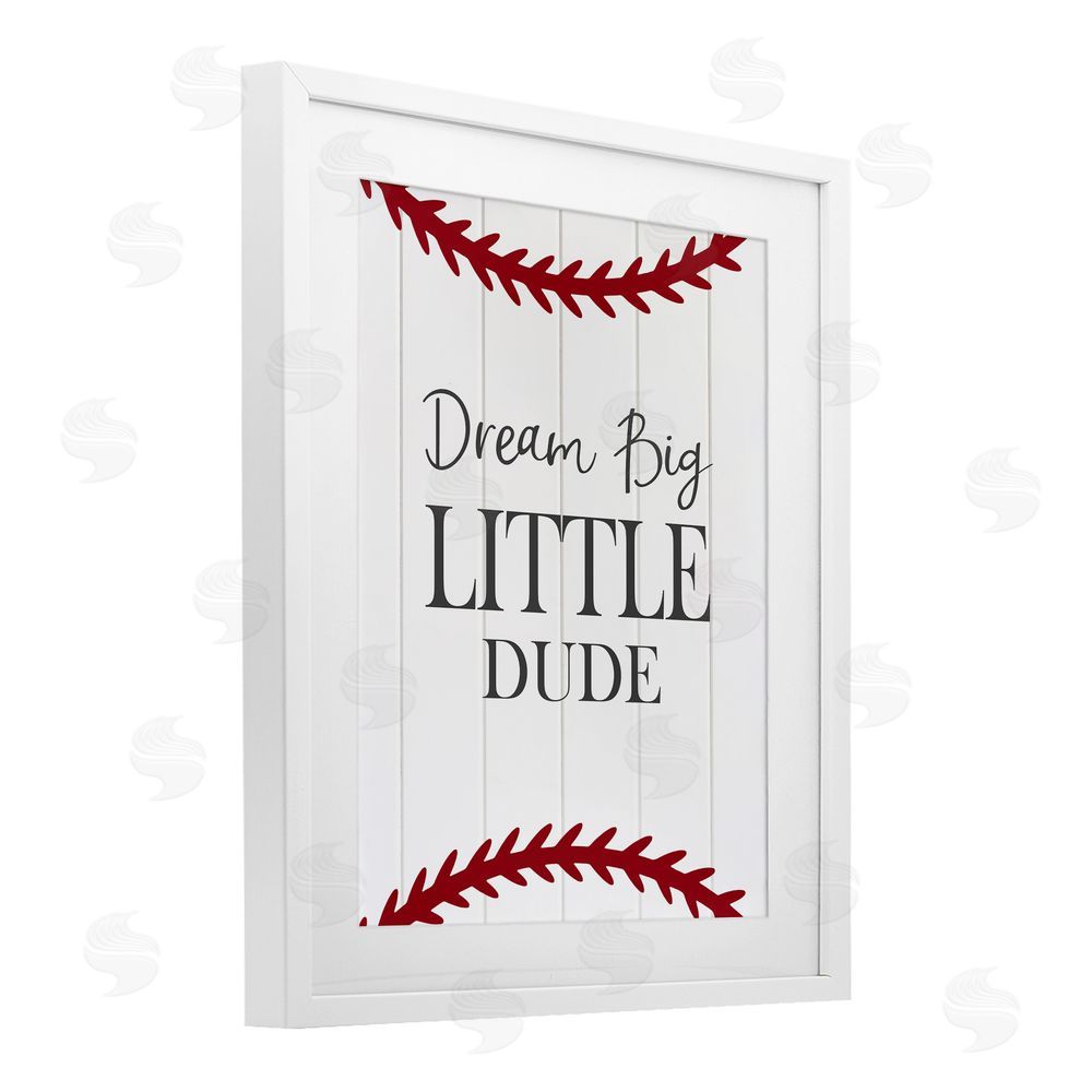 Christine Simpson Art Dream Big Baseball Motivation White Framed Print Under Glass with Mat Wall Art