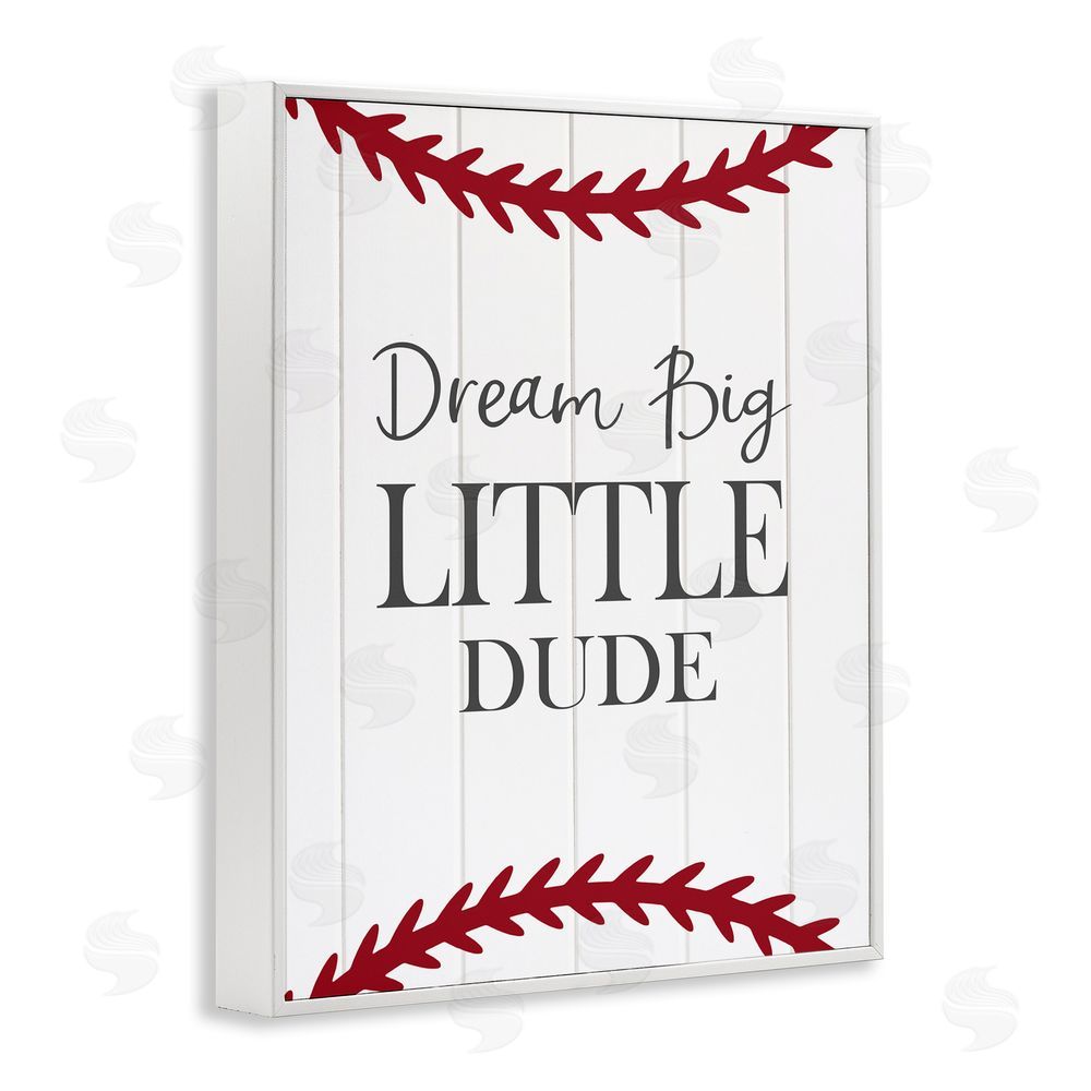 Christine Simpson Art Dream Big Baseball Motivation White Framed Giclee Wall Art Print