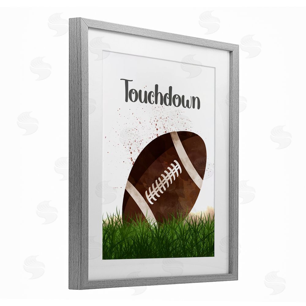 Christine Simpson Art Have A Ball Touchdown Gray Framed Print Under Glass with White Mat Wall Art