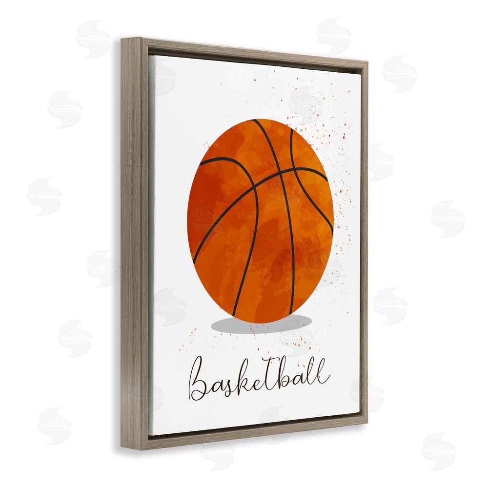 Christine Simpson Art Let's Play Ball Basketball Brown Floating Frame Canvas Wall Art Print