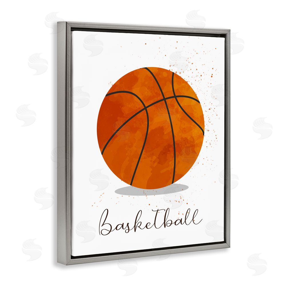 Christine Simpson Art Let's Play Ball Basketball Gray Floating Frame Canvas Wall Art Print