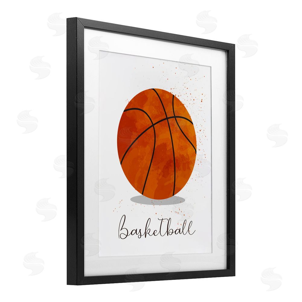 Christine Simpson Art Let's Play Ball Basketball Black Framed Print Under Glass with White Mat Wall Art
