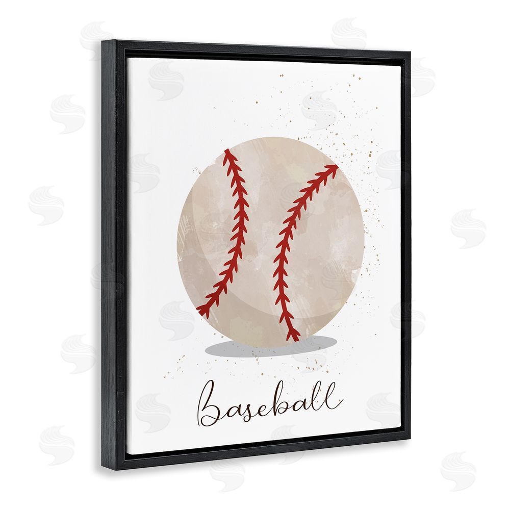 Christine Simpson Art Let's Play Ball Baseball Black Floating Frame Canvas Wall Art Print