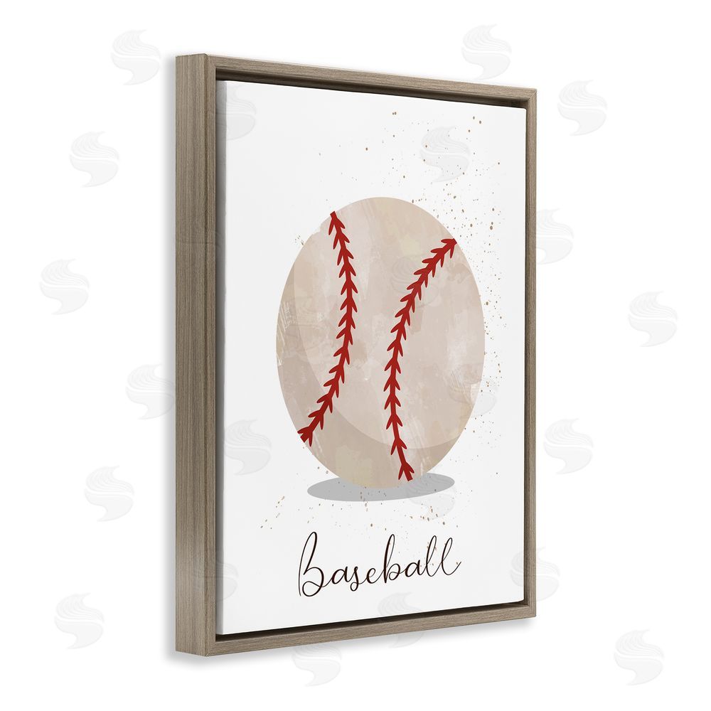 Christine Simpson Art Let's Play Ball Baseball Brown Floating Frame Canvas Wall Art Print