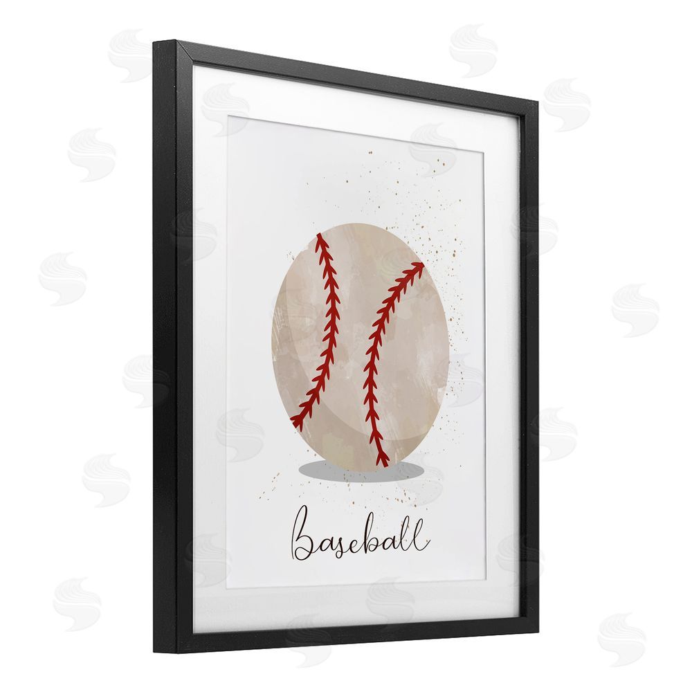 Christine Simpson Art Let's Play Ball Baseball Black Framed Print Under Glass with White Mat Wall Art