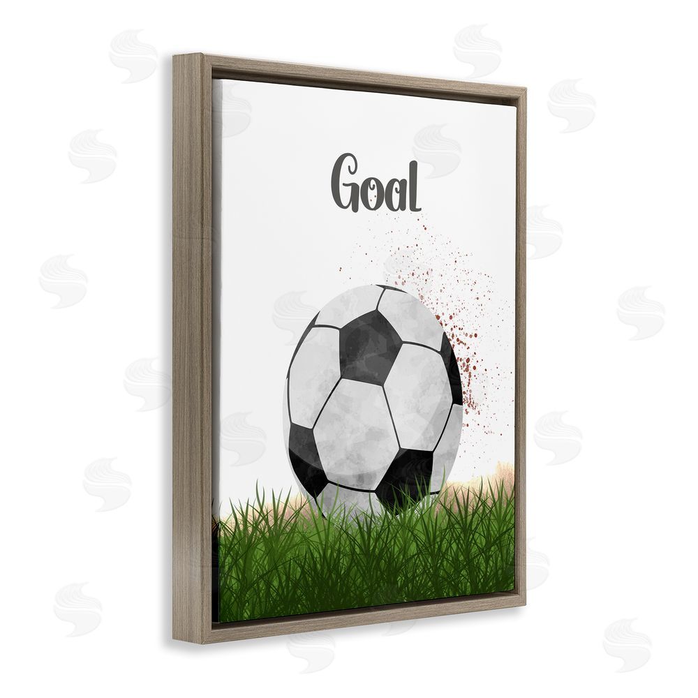 Christine Simpson Art Have A Ball Goal Brown Floating Frame Canvas Wall Art Print