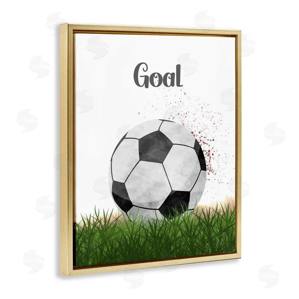 Christine Simpson Art Have A Ball Goal Gold Floating Frame Canvas Wall Art Print