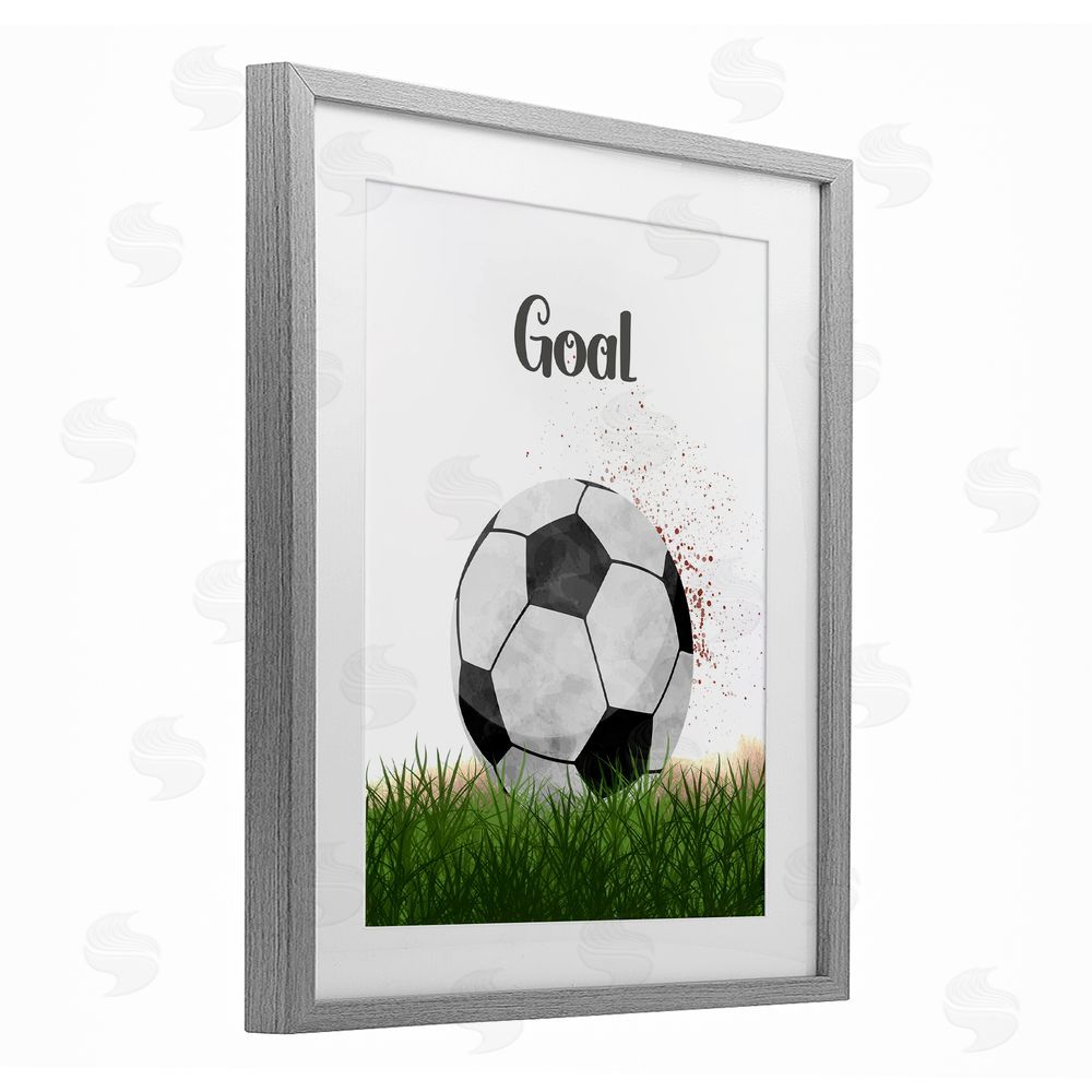 Christine Simpson Art Have A Ball Goal Gray Framed Print Under Glass with White Mat Wall Art