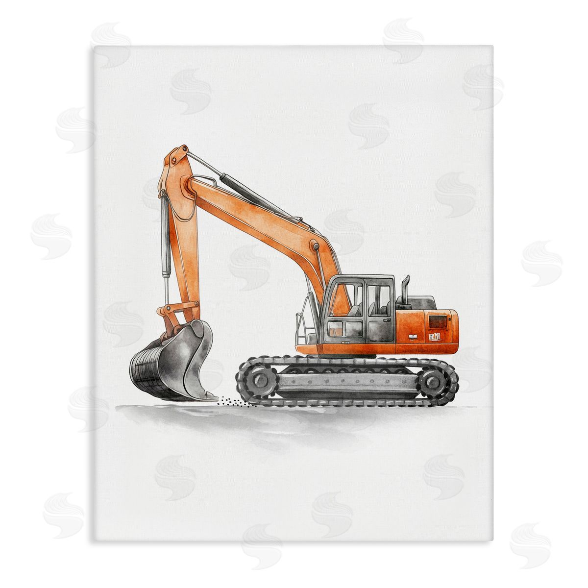 Christine Simpson Art Working Trucks Excavator Canvas Wall Art Print