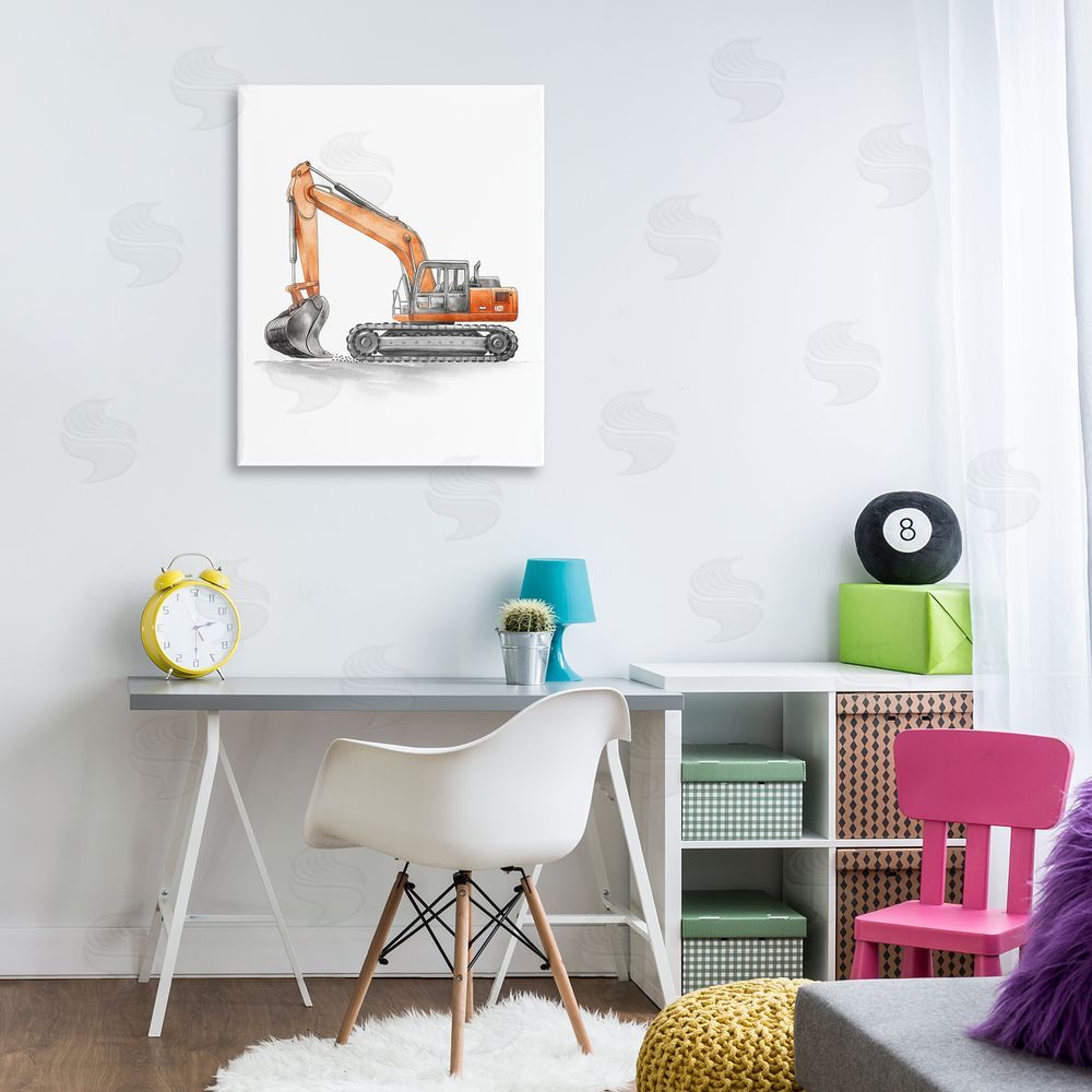 Christine Simpson Art Working Trucks Excavator Canvas Art on Wall