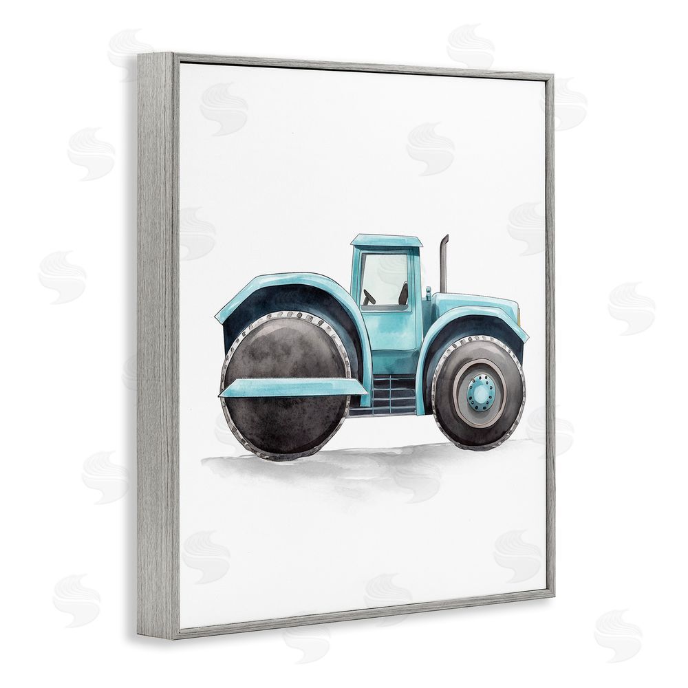 Christine Simpson Art Working Trucks Tractor Gray Framed Giclee Wall Art Print