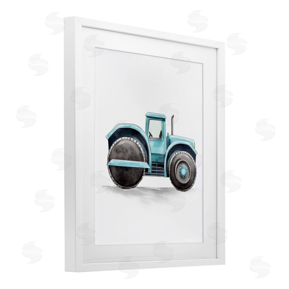 Christine Simpson Art Working Trucks Tractor White Framed Print Under Glass with Mat Wall Art