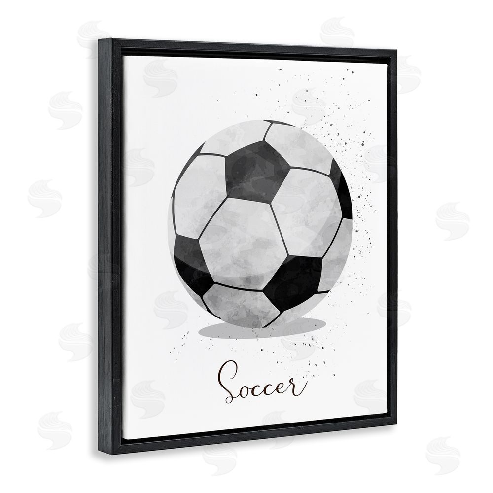 Christine Simpson Art Let's Play Ball Soccer Black Floating Frame Canvas Wall Art Print