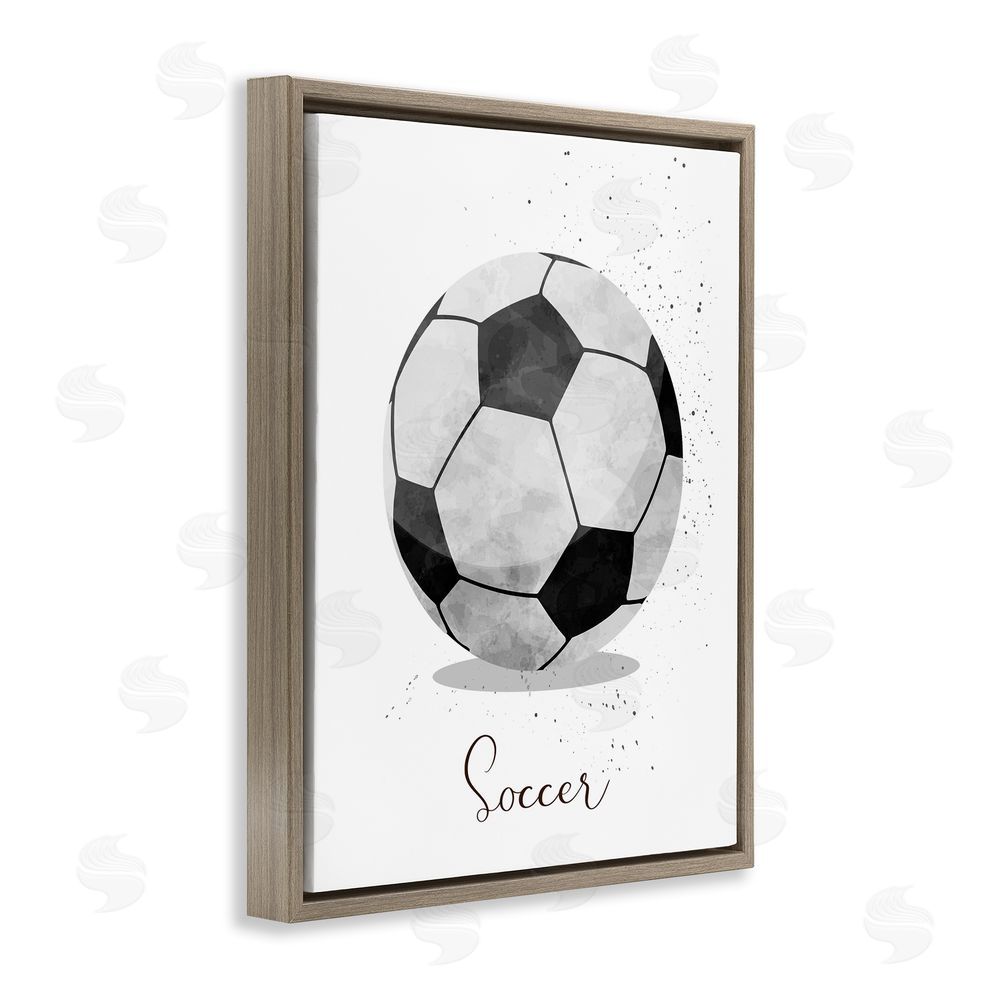 Christine Simpson Art Let's Play Ball Soccer Brown Floating Frame Canvas Wall Art Print