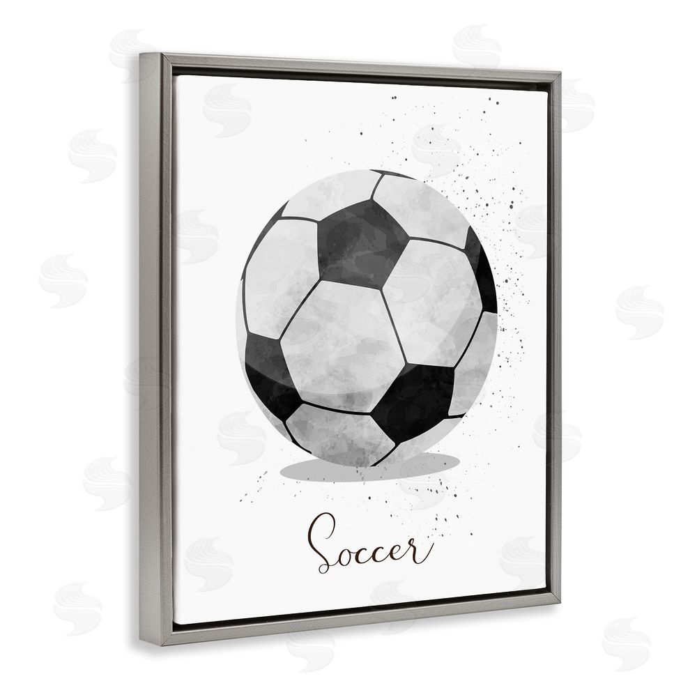 Christine Simpson Art Let's Play Ball Soccer Gray Floating Frame Canvas Wall Art Print