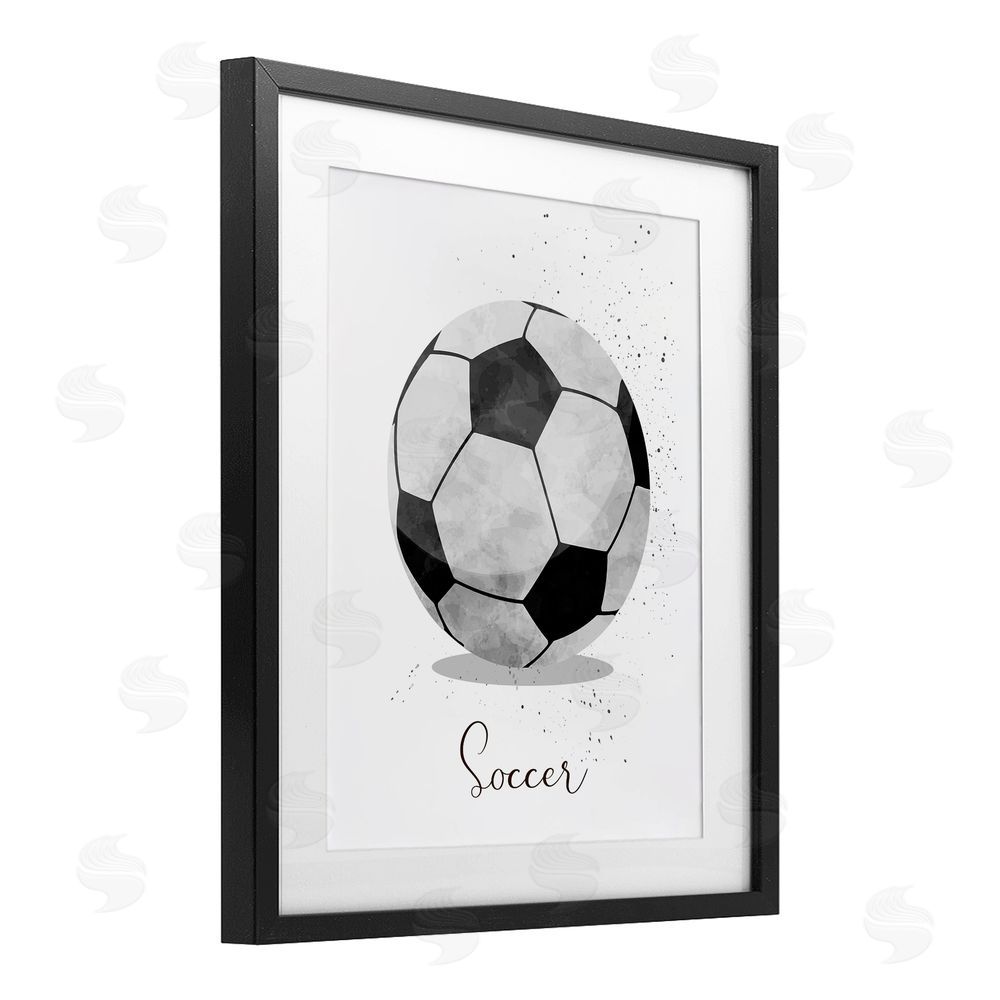 Christine Simpson Art Let's Play Ball Soccer Black Framed Print Under Glass with White Mat Wall Art