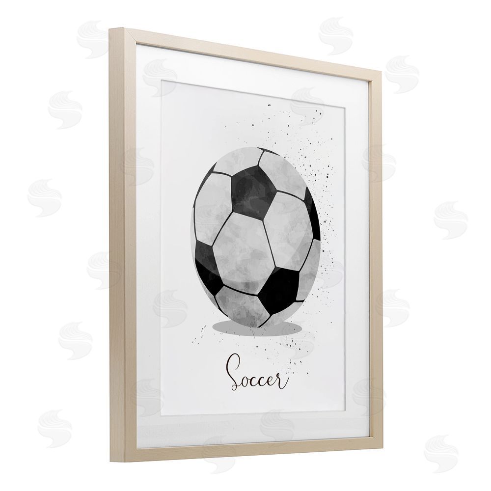 Christine Simpson Art Let's Play Ball Soccer Birch Framed Print Under Glass with White Mat Wall Art
