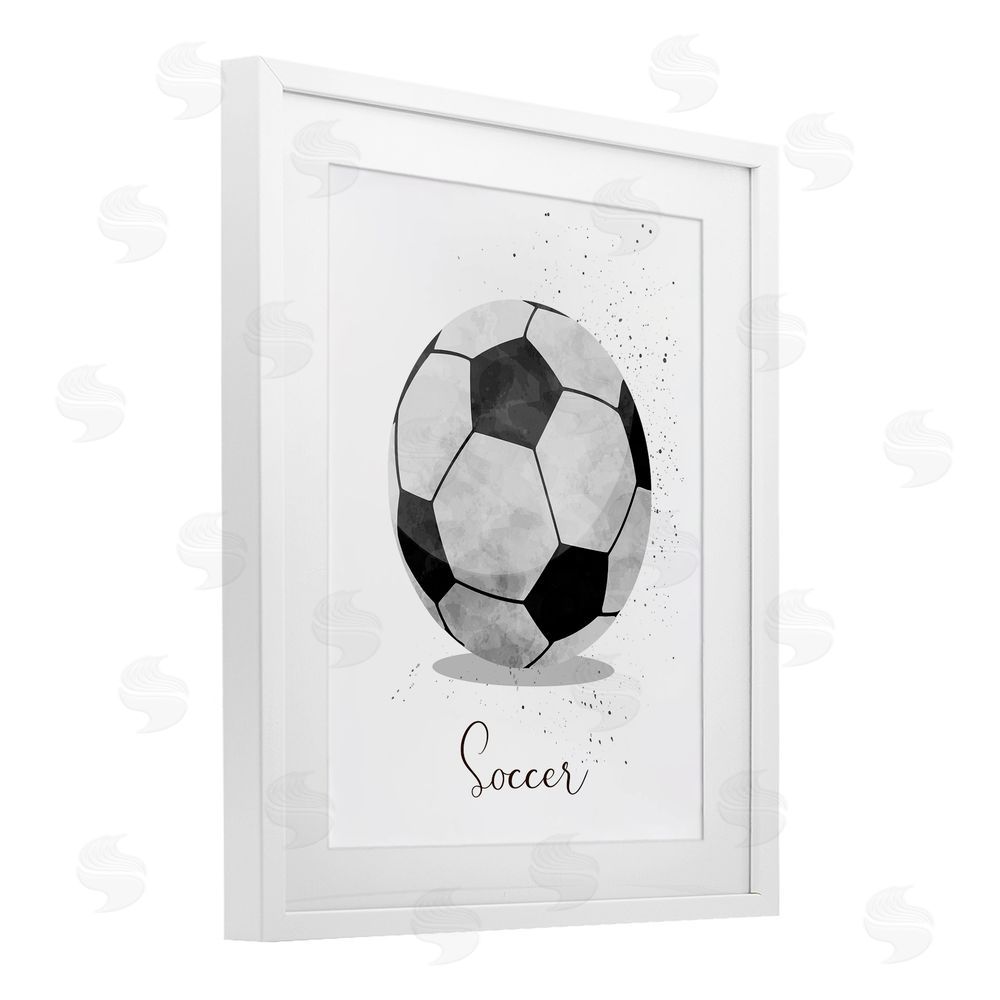 Christine Simpson Art Let's Play Ball Soccer White Framed Print Under Glass with Mat Wall Art