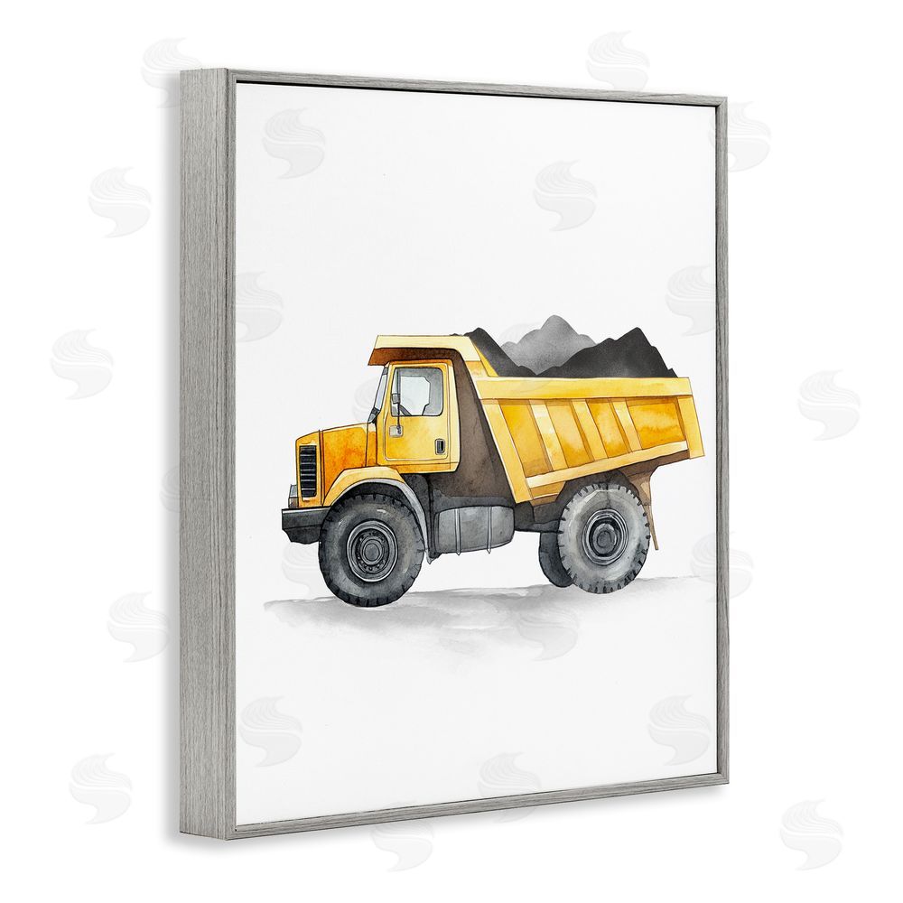 Christine Simpson Art Working Trucks Dump Vehicle Gray Framed Giclee Wall Art Print