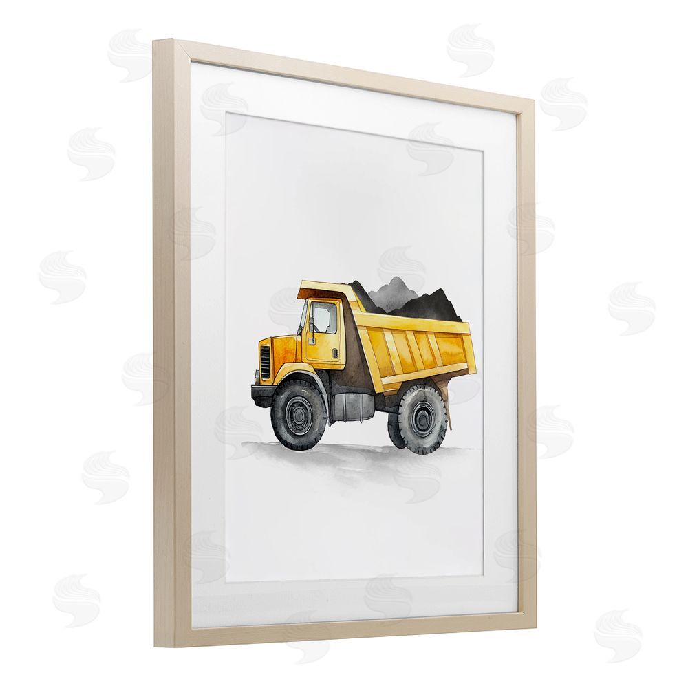 Christine Simpson Art Working Trucks Dump Vehicle Birch Framed Print Under Glass with White Mat Wall Art