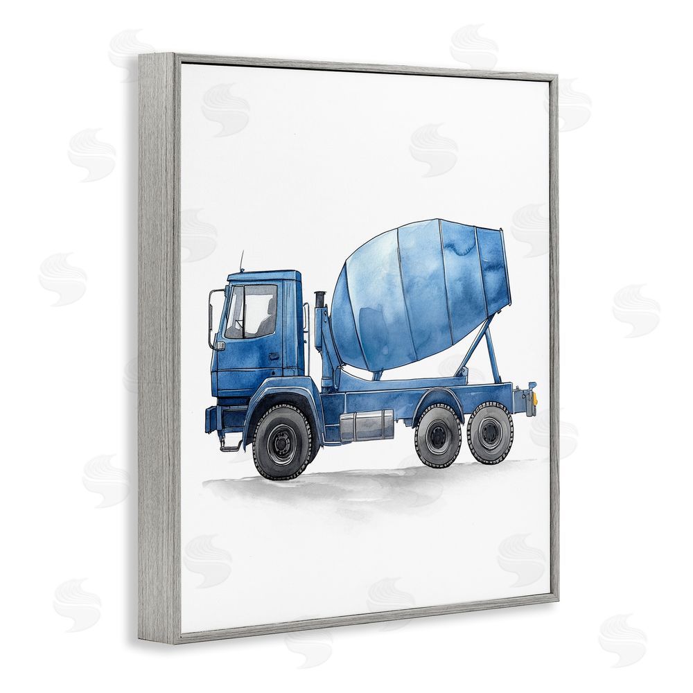Christine Simpson Art Working Trucks Cement Gray Framed Giclee Wall Art Print