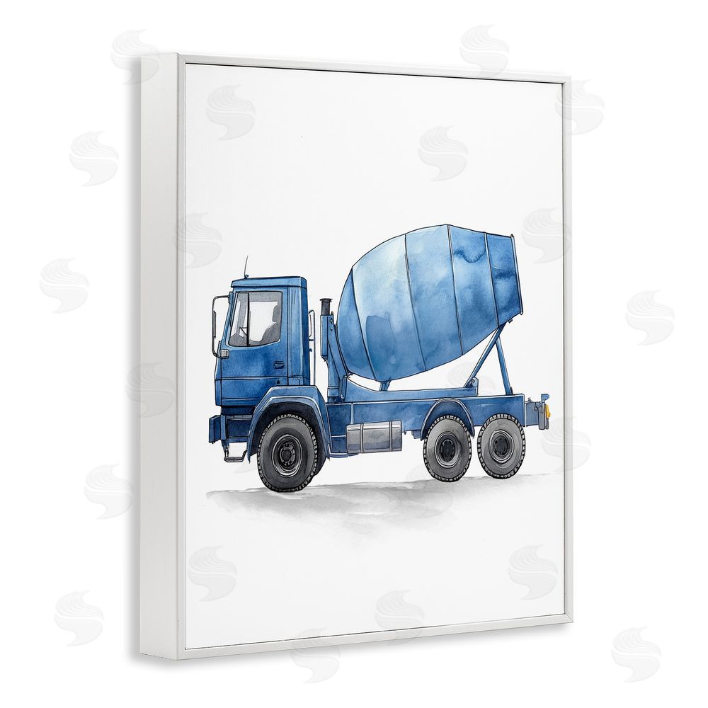 Christine Simpson Art Working Trucks Cement White Framed Giclee Wall Art Print