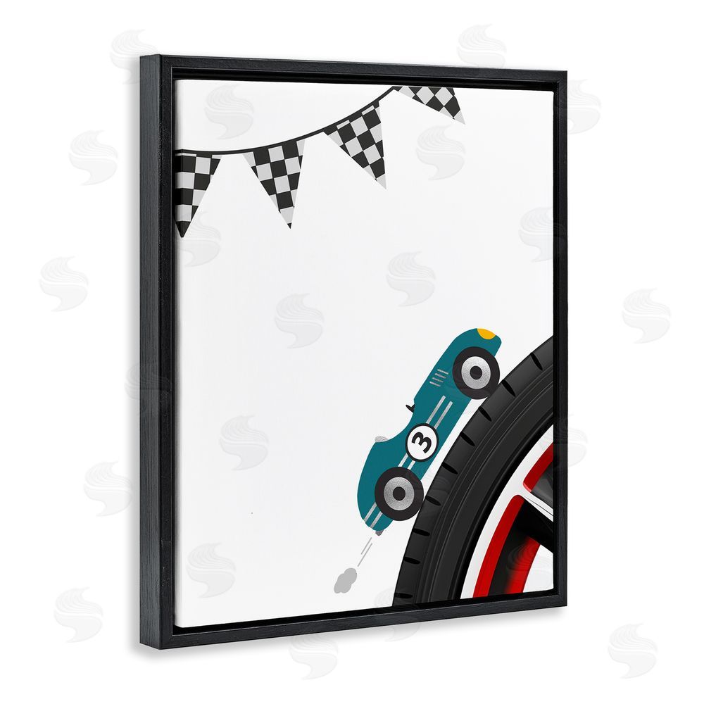 Christine Simpson Art Fast Lane Racecar Black Floating Frame Canvas Wall Art Print