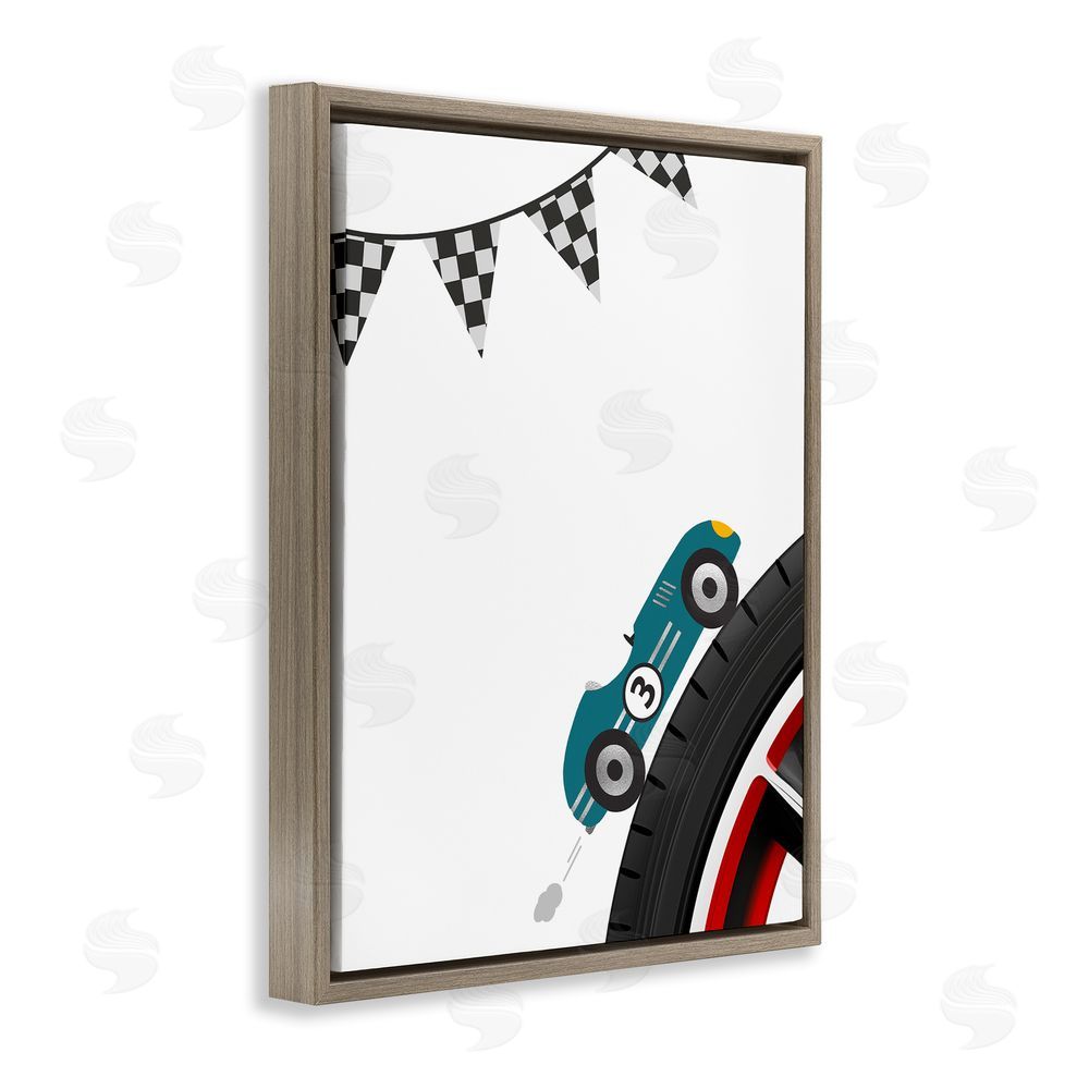 Christine Simpson Art Fast Lane Racecar Brown Floating Frame Canvas Wall Art Print
