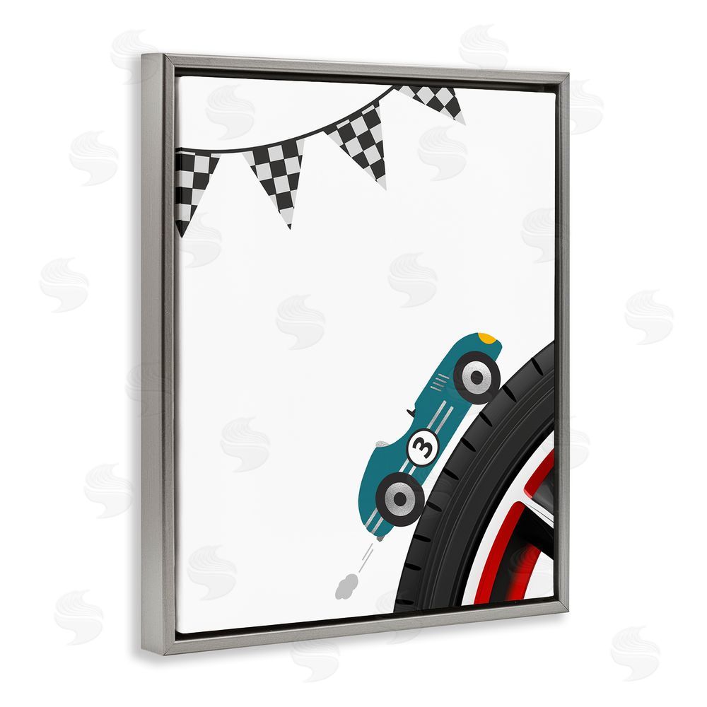 Christine Simpson Art Fast Lane Racecar Gray Floating Frame Canvas Wall Art Print
