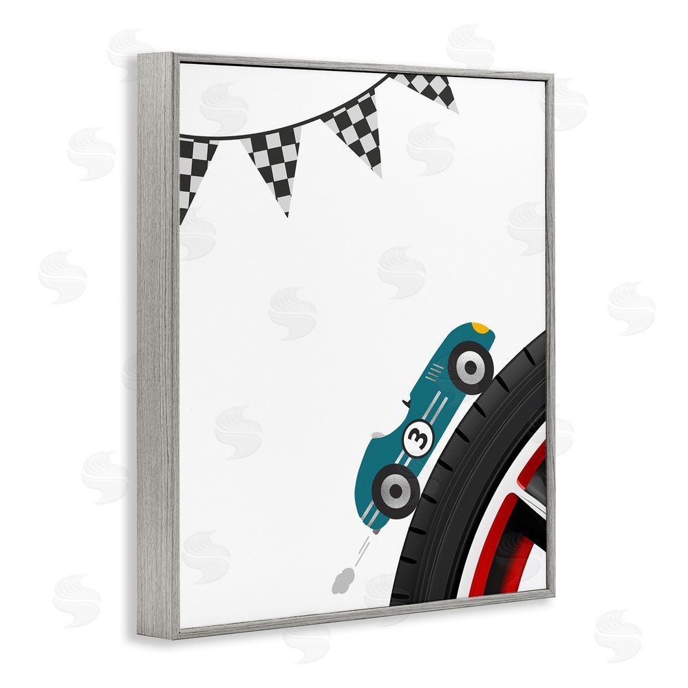 Christine Simpson Art Fast Lane Racecar Gray Framed Giclee Wall Art Print