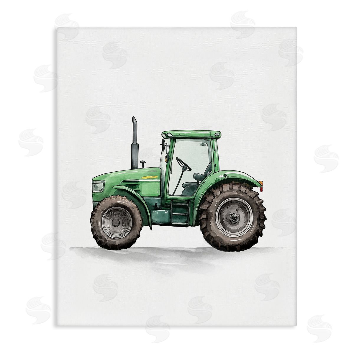 Christine Simpson Art Working Trucks Green Tractor Canvas Wall Art Print