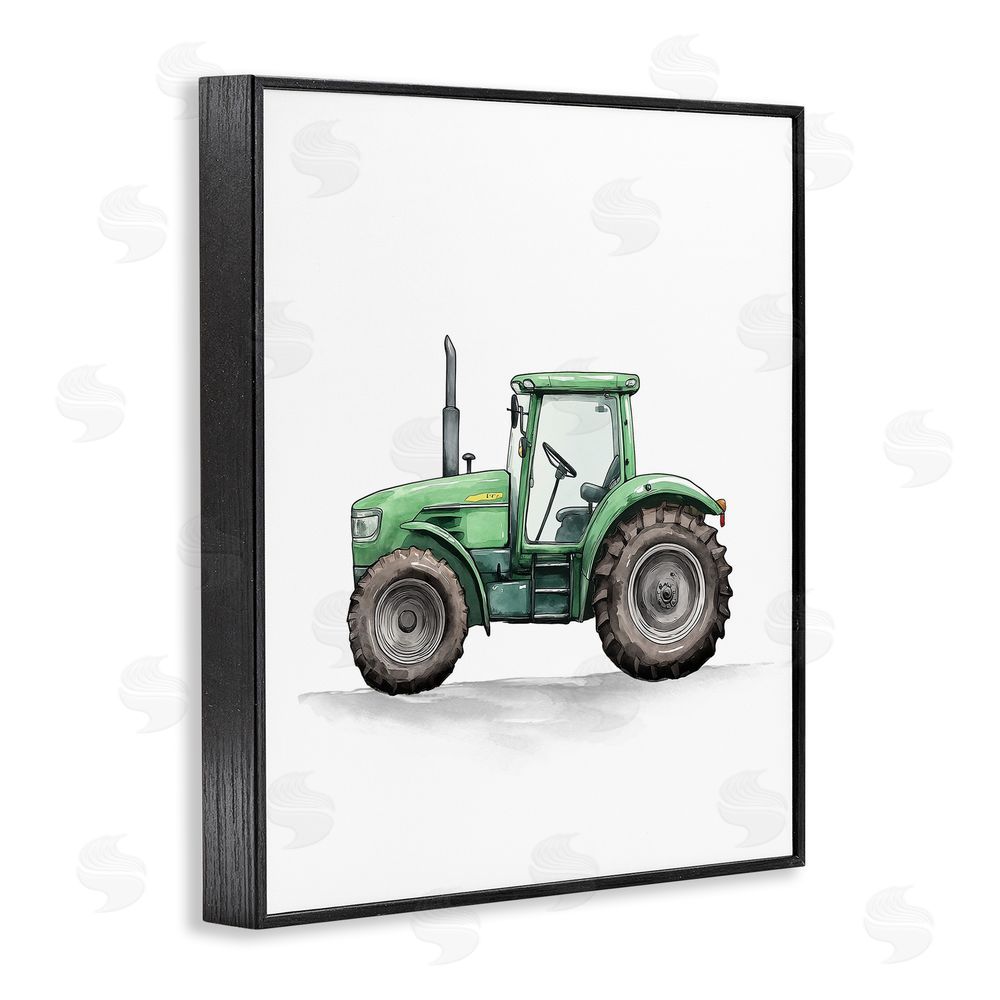 Christine Simpson Art Working Trucks Green Tractor Black Framed Giclee Wall Art Print