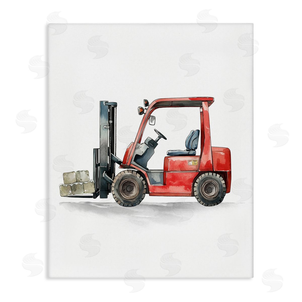 Christine Simpson Art Working Trucks Forklift Canvas Wall Art Print