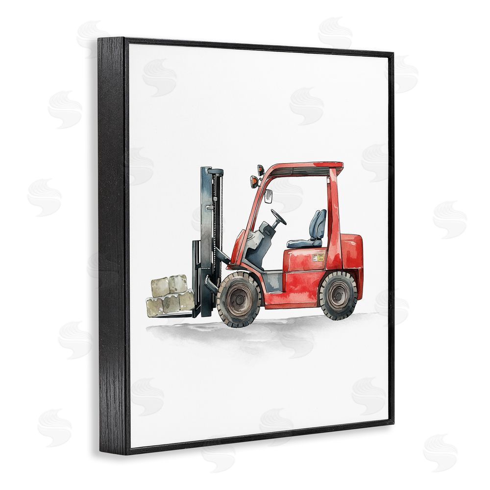 Christine Simpson Art Working Trucks Forklift Black Framed Giclee Wall Art Print