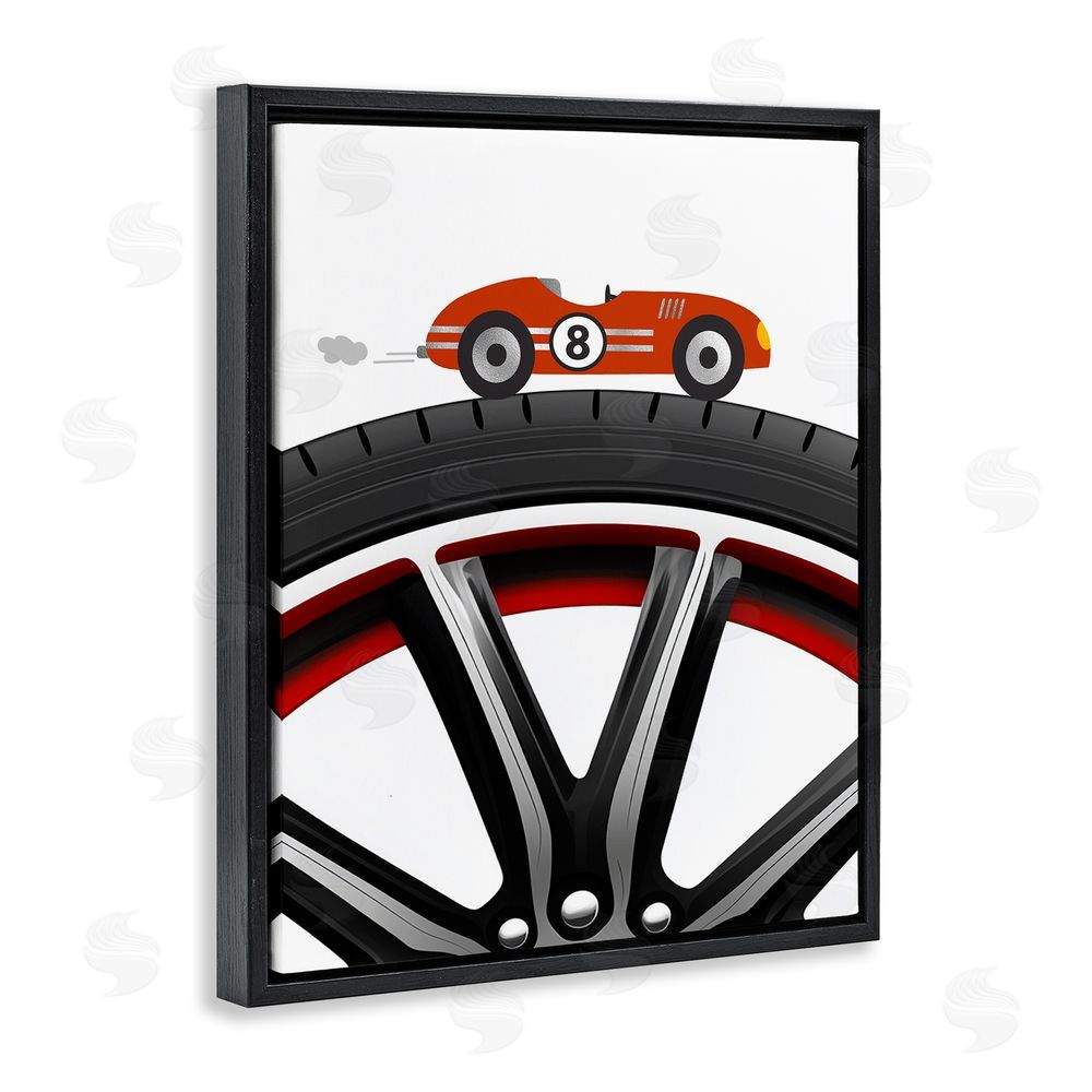 Christine Simpson Art Sport Fast Lane Racecar Black Floating Frame Canvas Wall Art Print