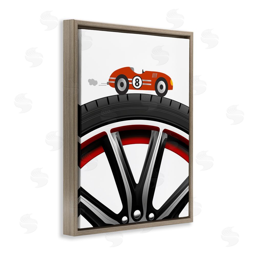 Christine Simpson Art Sport Fast Lane Racecar Brown Floating Frame Canvas Wall Art Print